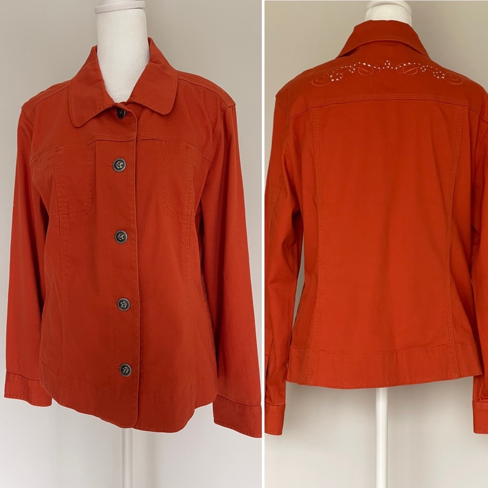Additions By Chico's Women's Size Medium Tangerine Casual Button Jacket